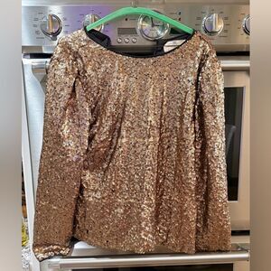 Nicole Miller Shimmering Gold Sequin Blouse size large